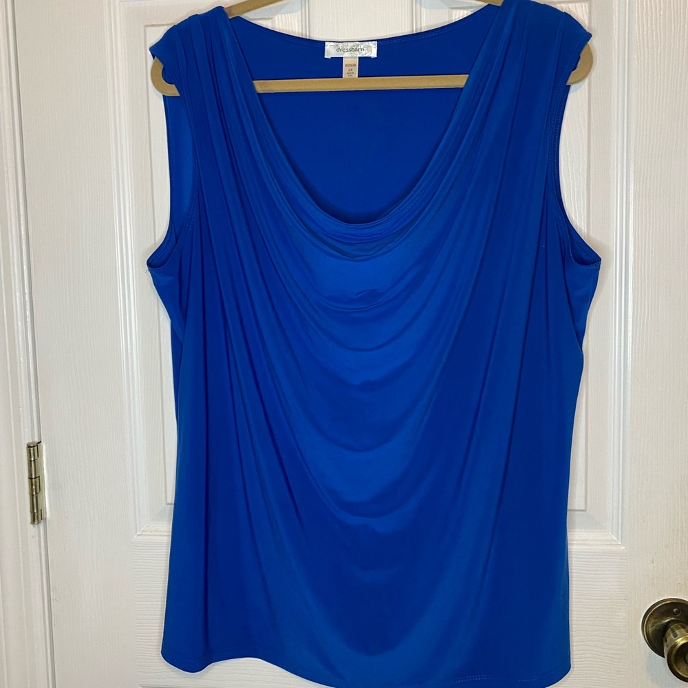 Royal blue cowl neck sleeveless Dress Barn top
